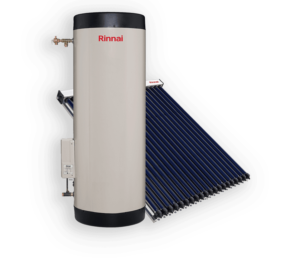 Rinnai Prestige Solar Gas Boosted Hot Water Storage Tank + 20 Evacuated Tubes