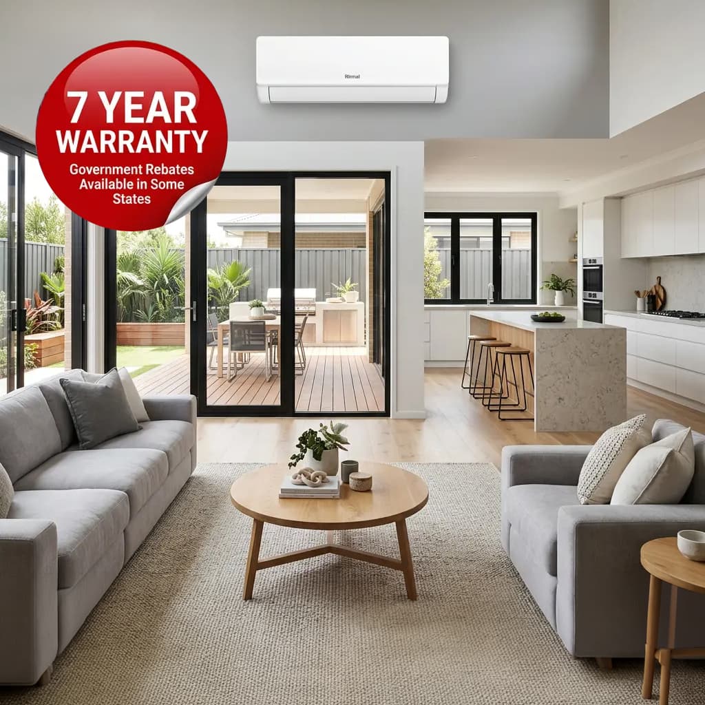 Rinnai air conditioning range comes with 7 year warranty