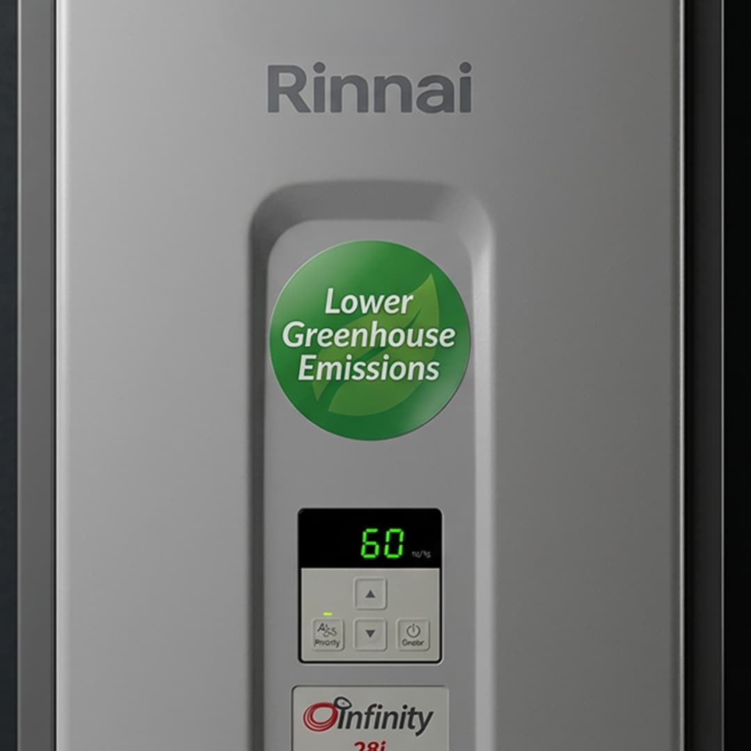 Rinnai Infinity Gas Continuous Flow Hot Water with lower greenhouse emissions