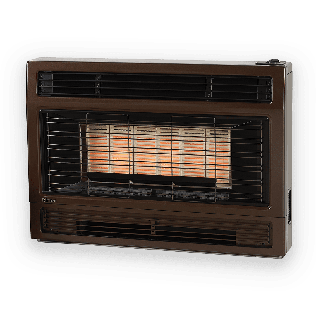 Rinnai 2001 Inbuilt Gas Flued Space Heater (brown - right)