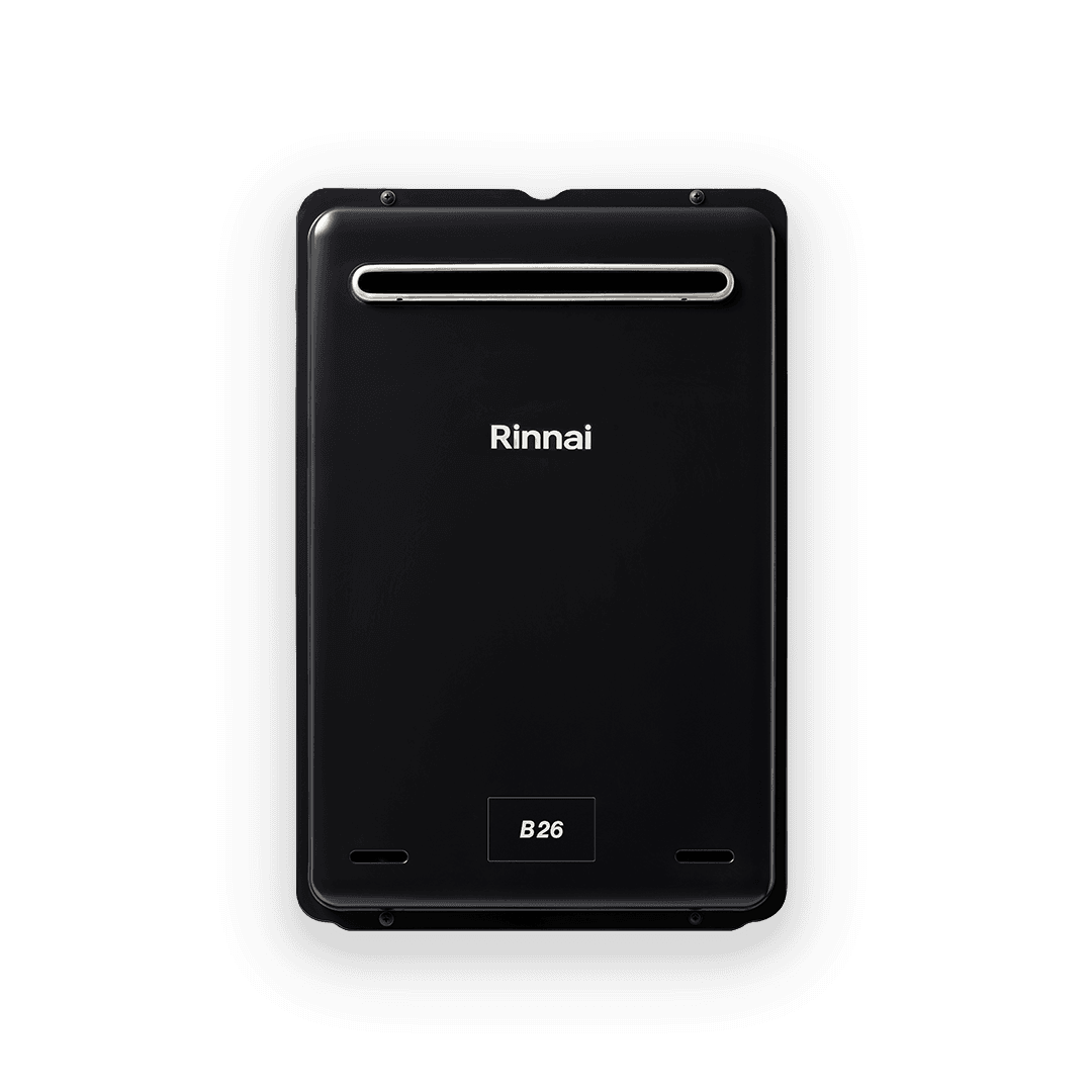 Rinnai B26 Black Gas Continuous Flow Hot Water (lifestyle – wall)