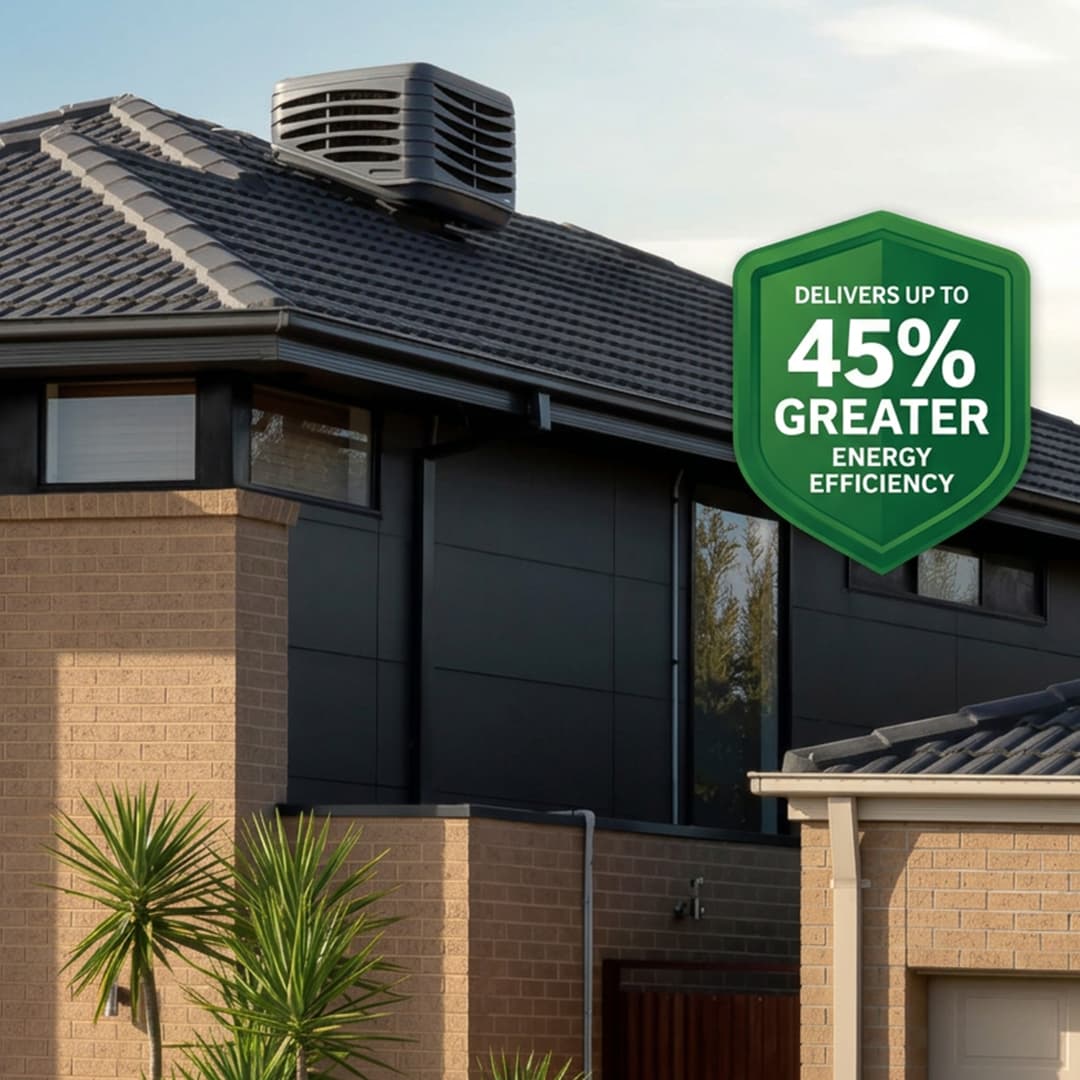 Brivis Evaporative Cooling delivers up to 45% greater energy efficiency