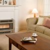 Rinnai 2001 Inbuilt Space Heater Gas Flued Beige Lifestyle Insitu Family room couch