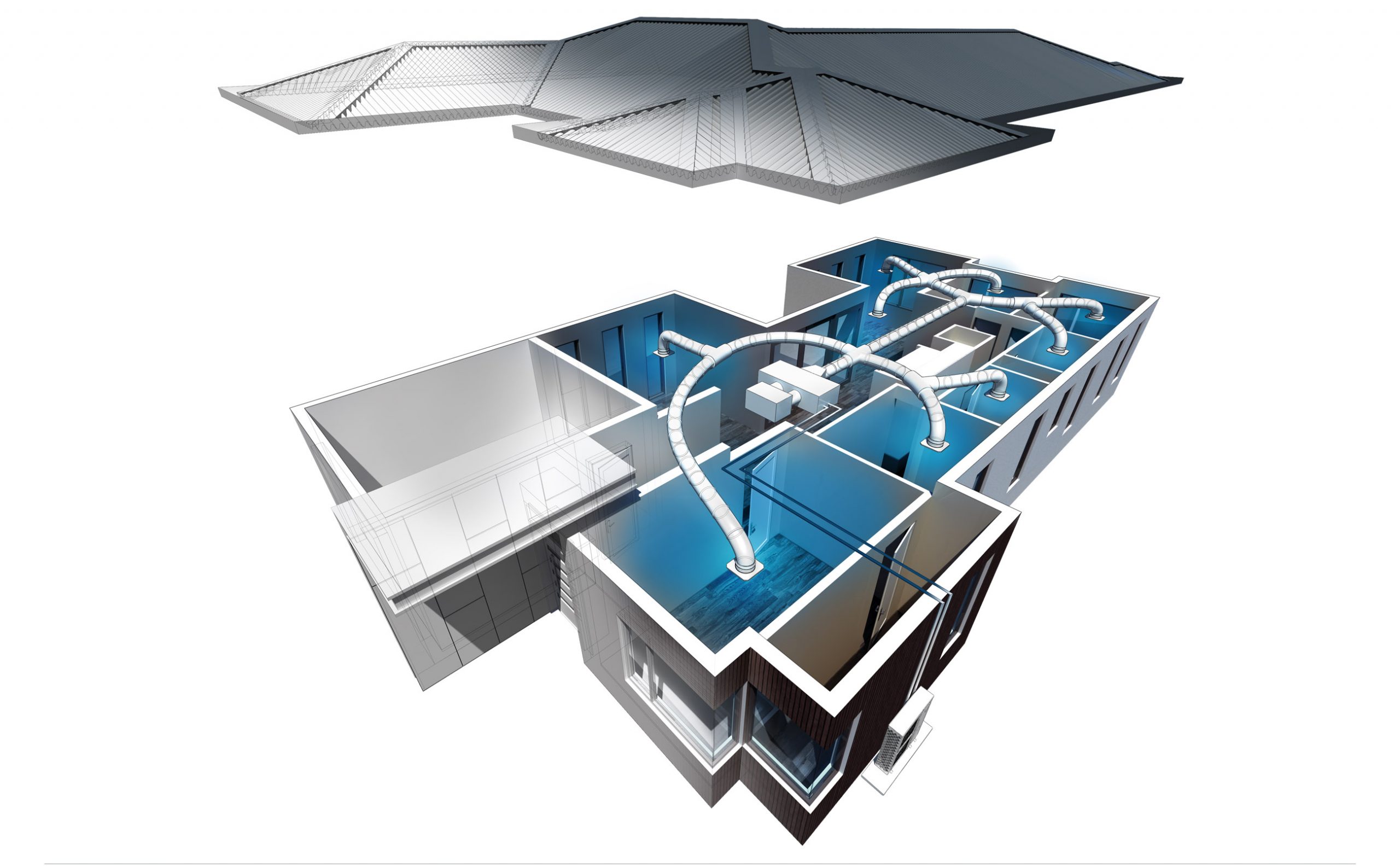 Rinnai Inverter Split Ducted Cooling (3D diagram)