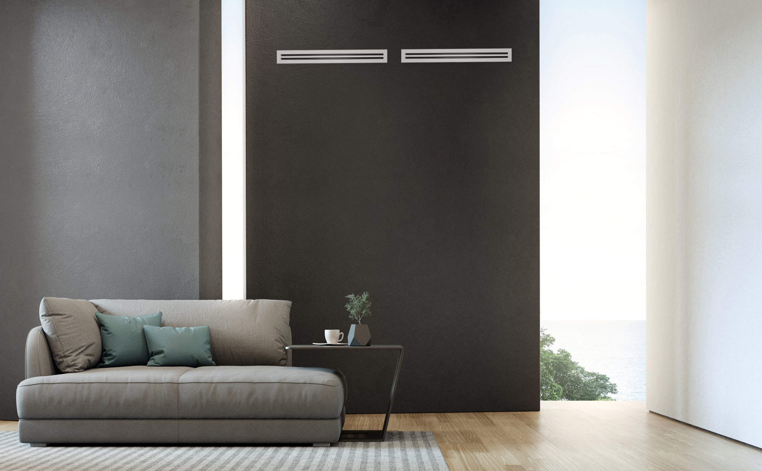 Rinnai Inverter Split Ducted Air Conditioner (lifestyle - living room)