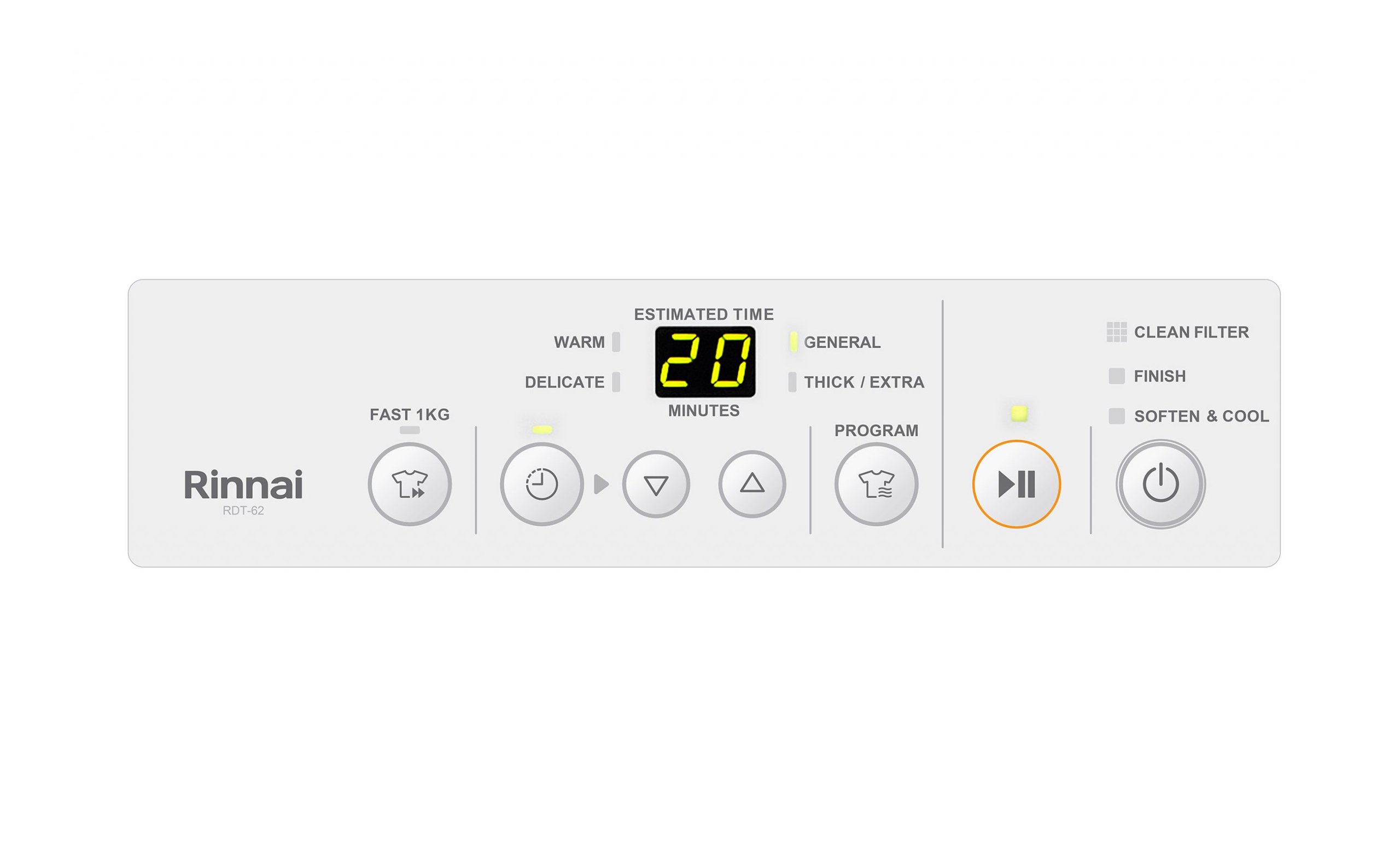 Rinnai Dry-Soft Gas Clothes Dryer (control panel)