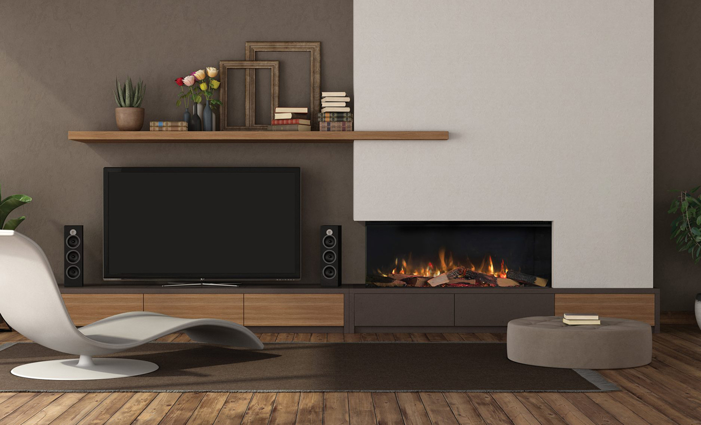 Rinnai ES 1000 Electric Fire (lifestyle - corner install)