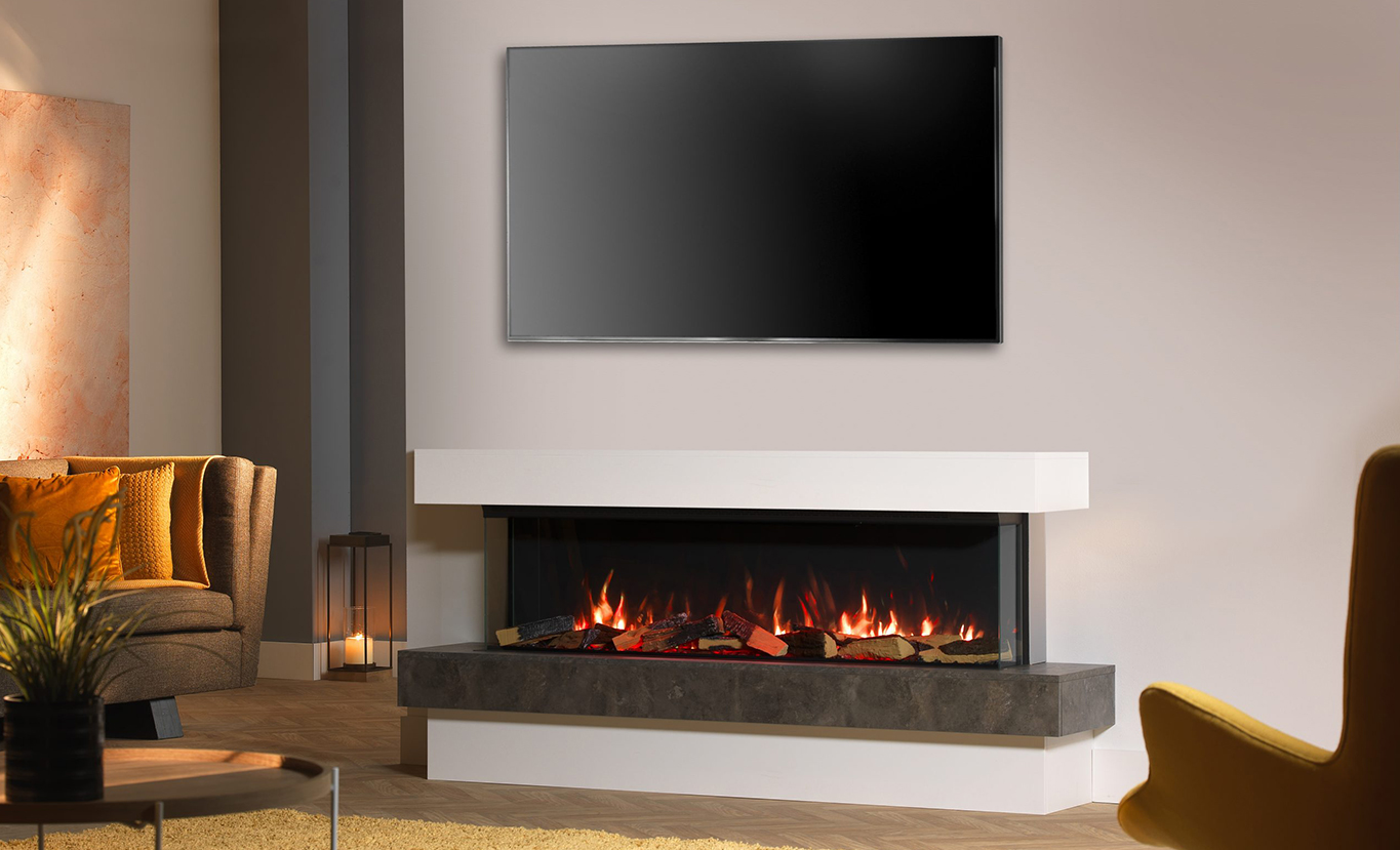 Rinnai ES 1800 Electric Fire (lifestyle - inset corner install tv)