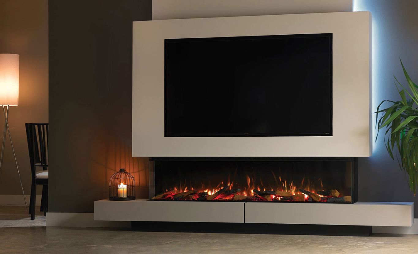 Rinnai ES 1800 Electric Fire (lifestyle - bench tv)
