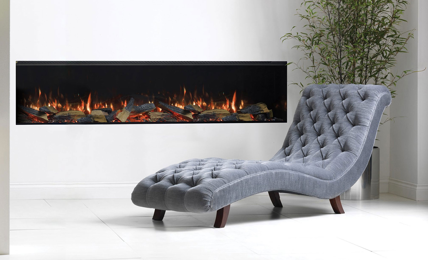 Rinnai ES 2200 Electric Fire (lifestyle – grey couch)