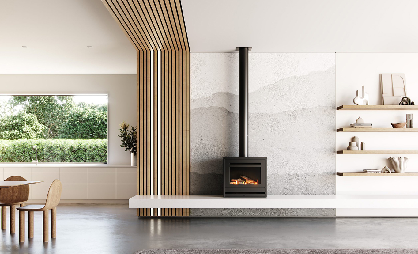 Rinnai SS850 Gas Fire (lifestyle - freestanding living room)
