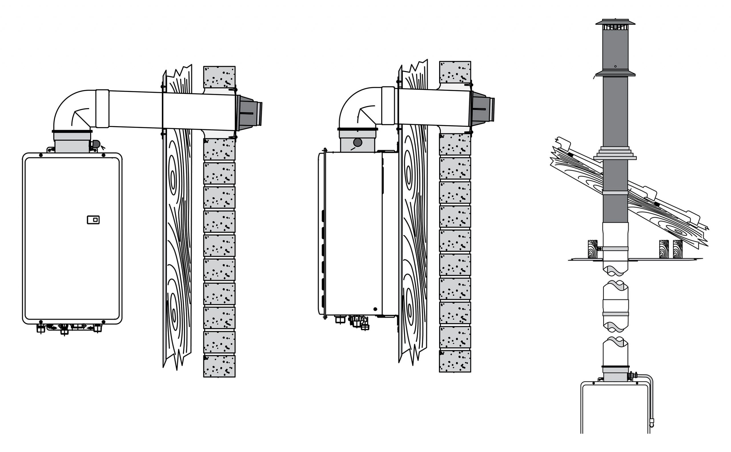 Rinnai Infinity Internal Gas Continuous Flow Hot Water (flue - options diagram)