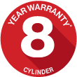 Rinnai - 8 years warranty on Cylinders