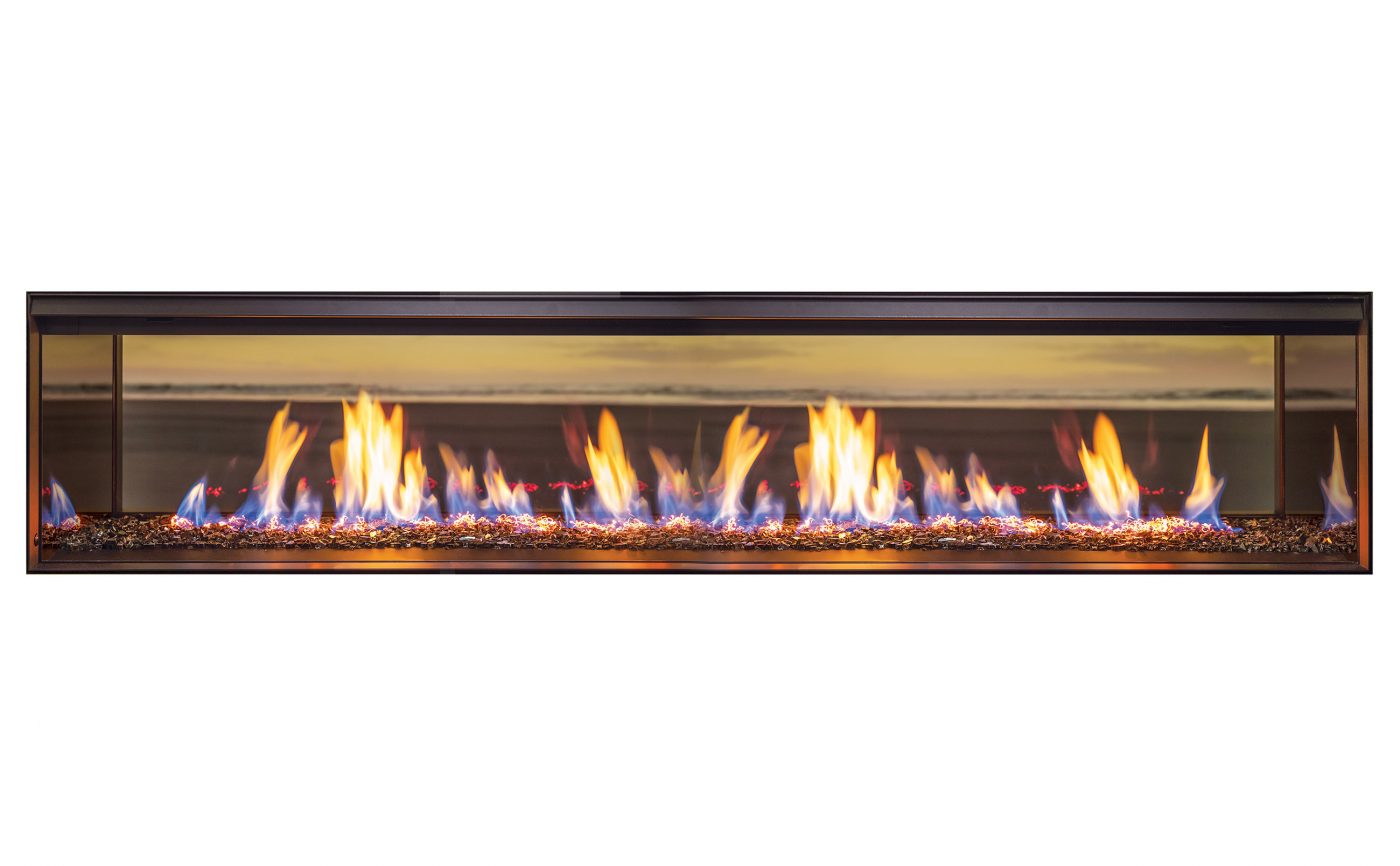 Rinnai Linear LS 1500 Gas Flame Fires Double Sided Burn Media High Flame