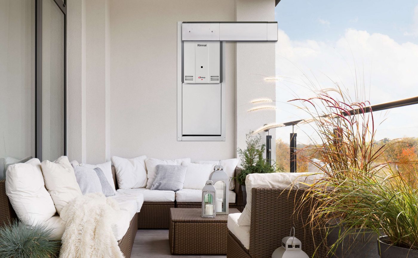Rinnai Infinity / B Series Gas Continuous Flow Hot Water Recess Box and Flue Diverter with extension