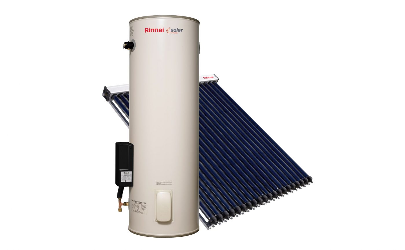 Rinnai Sunmaster Electric Boosted Solar Hot Water Storage Tank - Evacuated Tubes x20
