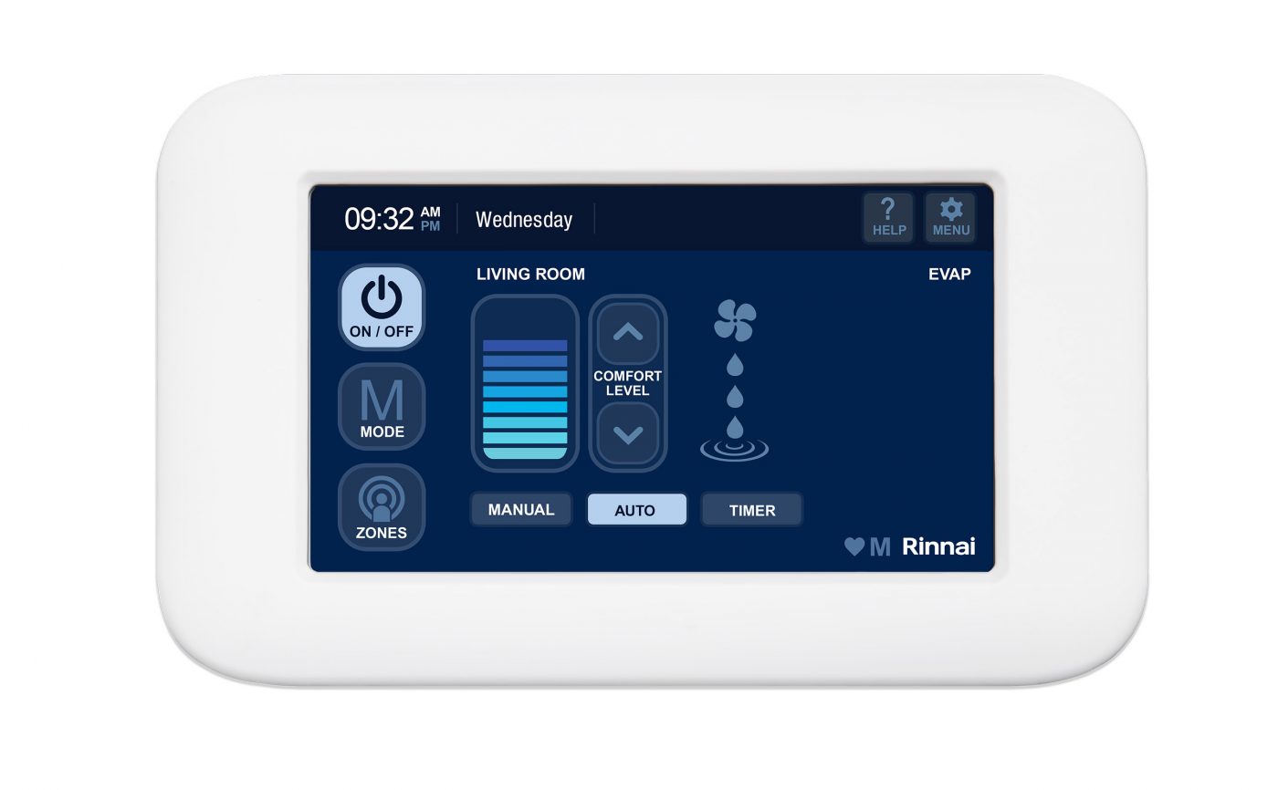 Rinnai Touch Controller (NC7) - Evaporative Cooling Mode, Front