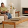 Rinnai Ultima II Inbuilt Gas Flued Heater Beige Natural 2 Family room couch coffee table grandmother and daughter relax drink photo album