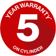 Rinnai - 5 years warranty on Cylinders